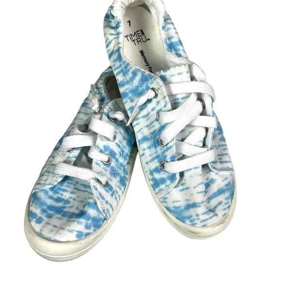 Time and Tru Scrunch Back Casual Sneakers White Blue Tie Dye Print Size 7 - Picture 1 of 12